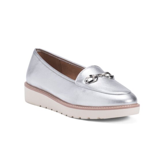 NATURALIZER PREMIUM Silver Leather Adiline Horsebit Loafers - Picture 1 of 2